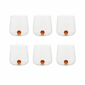 Jogo 6 Copos Baixos Bilia Zafferano Itália Amarelo Ouro 440 ml