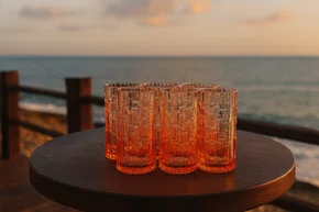 Jogo 6 Copos Long Drink em Acrílico Bambu Coral 590 ml