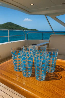 Jogo 6 Copos Long Drink em Acrílico Bolas Azul 590 ml