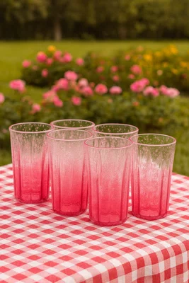 Jogo 6 Copos Long Drink em Acrílico Bolhas Rosa 590 ml
