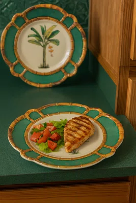 Jogo 6 Pratos em Melamina Bambu Verde 24 cm