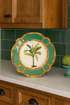 Jogo 6 Pratos Rasos em Melamina Verde 28 cm