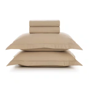 Jogo Cama Casal Deliz 200 Fios Creme/Areia 2,40 x 2,50 m