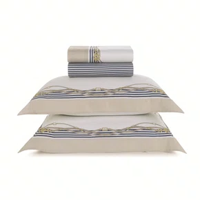 Jogo Cama Casal Galizzi 300 Fios Trussardi Estampado 220cm x 280cm