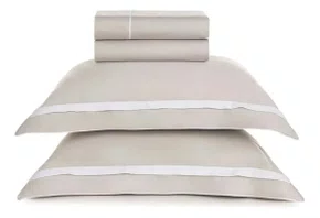 Jogo Cama Casal Lara 300 Fios Egípcio Karsten Prata e Branco