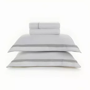 Jogo Cama Casal Lara 300 Fios Karsten Branco/Prata