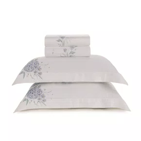 Jogo Cama Casal Ortensie Bambu 300 Fios Trussardi Estampado 220cm x 280cm