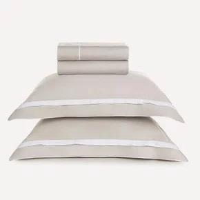 Jogo Cama Queen Lara 300 Fios Karsten Branco/Prata 240cm x 260cm