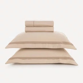 Jogo Cama Queen Lara 300 Fios Karsten Rosa Velude/Nude 240cm x 260cm