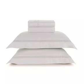 Jogo Cama Queen Morelli 300 Fios Trussardi Branco e Branco 240cm x 280cm