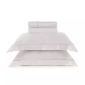 Jogo Cama Queen Olivine Bambu 300 Fios Trussardi Branco 240cm x 280cm