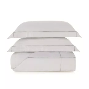 Jogo Colcha Queen Girelli Bambu 300 Fios Trussardi Branco e Platino 260cm x 280cm