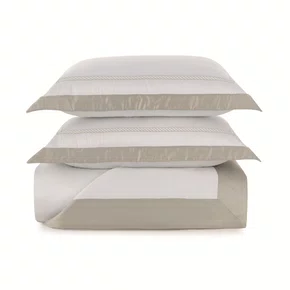 Jogo Colcha Queen Mondello 600 Fios Trussardi Branco e Moonbean 260cm x 280cm