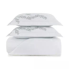 Jogo Colcha Queen Pistacia Egípcio 300 Fios Trussardi Branco 260cm x 280cm