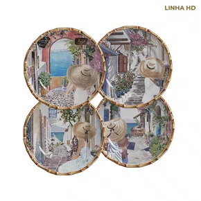 Jogo de 04 Pratos De Sobremesa Le Club Grecia Maison Blanche 20 CM