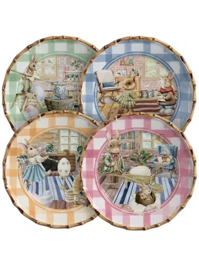 Jogo de 04 Pratos de Sobremesa Rabbit's Family Maison Blanche 20 CM