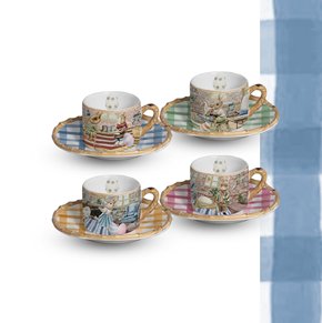 Jogo de 04 Xícaras De Café Com Pires Rabbit's Family Maison