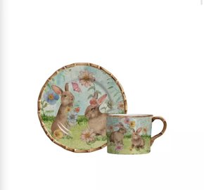 Jogo de 04 Xícaras De Chá Com Pires Rabbit's Garden Maison Blanche 200 ml