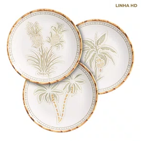 Jogo de 06 Pratos Rasos Coqueiro Maison Blanche 27,5 cm