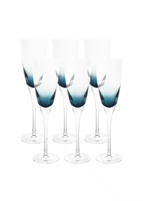 Jogo De 06 Taças De Champagne Azul