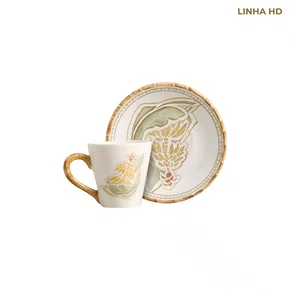 Jogo de 06 Xícaras De Chá Com Pires Coqueiros Maison Blanche 200 ml