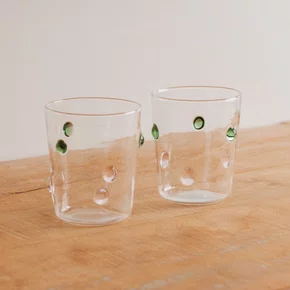 Jogo de 2 Copos em Vidro Borossilicato Gemas Coloridas 350 ml