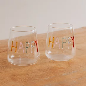 Jogo de 2 Copos em Vidro Borossilicato Happy 450 ml