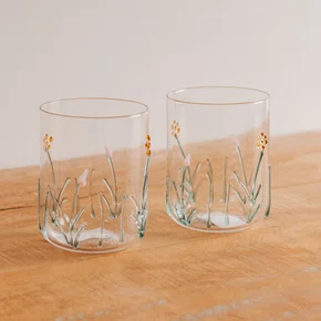 Jogo de 2 Copos em Vidro Borossilicato Jardim Verde 450 ml