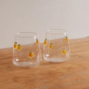 Jogo de 2 Copos em Vidro Borossilicato Limão Siciliano 450 ml