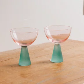 Jogo de 2 Taças de Sobremesa Colors Rosa e Azul 240 ml