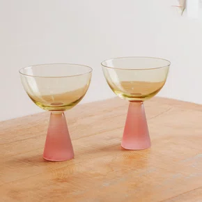 Jogo de 2 Taças de Sobremesa Colors Verde e Rosa 240 ml