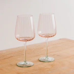 Jogo de 2 Taças em Vidro Coloridas Rosa e Verde 420 ml