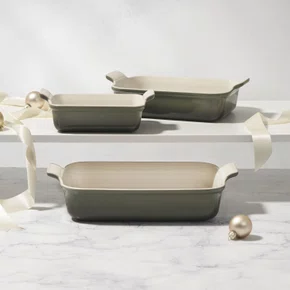 Jogo de 3 Travessas Retangulares de Cerâmica Heritage Le Creuset Thyme