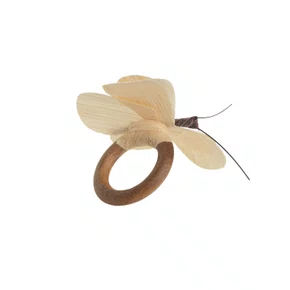 Jogo De 4 Anéis De Guardanapo Borboleta Bege