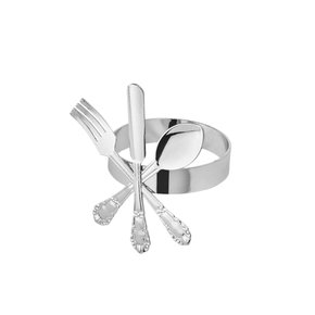 Jogo De 4 Anéis De Guardanapo Trio Prata Hauskraft