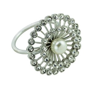 Jogo de 4 Argolas para Guardanapo Zinco Bon Gourmet Botão Prateado 5 cm