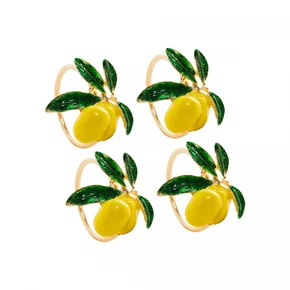 Jogo De 4 Peças Anel Para Guardanapo Limão Dourado Wolff