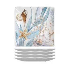 Jogo de 4 Pratos Canapés Ocean Tide em Melamina Michel Design