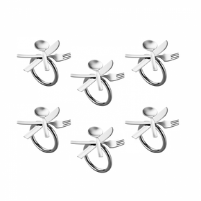 Jogo de 6 Argolas para Guardanapo Manuela Riva Inox
