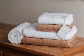 Jogo de Banho 5 Peças Emília Algodão Egípcio LCL Home by Buddemeyer Branco e Nocciola