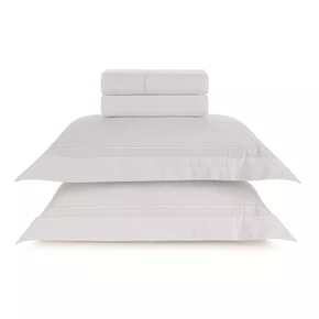 Jogo de Cama Casal Fiesole 200 Fios Trussardi Branco e Branco 220cm x 260cm