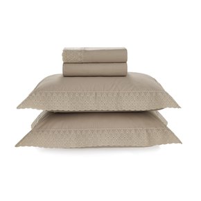 Jogo De Cama Casal Oliveto 200 Fios Trussardi Avena/Nocciola
