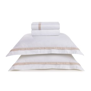 Jogo De Cama Casal Vercelli 300 Fios Trussardi Branco/rose 2,20 x 2,80 m