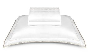 Jogo de Cama King The Public 300 Fios By The Bed Branco e Fendi 2,60 x 2,80m Jogo de Cama King The Public 300 Fios By The Bed Branco e Fendi 2,60 x 2,80m