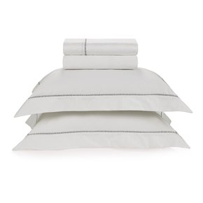 Jogo de Cama Queen 1000 Fios Mileto Trussardi Branco Ardosia