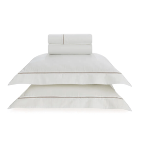 Jogo de Cama Queen 300 Fios Portello Trussardi Branco e Legno