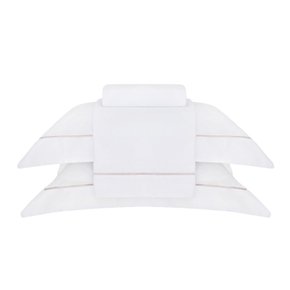 Jogo de Cama Queen Nilo 500 Fios Buddemeyer Luxus Branco e Rosa 2,40 x 2,80 m