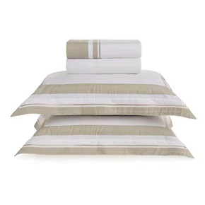 Jogo de Cama Queen San Lorenzo 200 Fios Trussardi Branco/Grigio 2,40 x 2,60 m