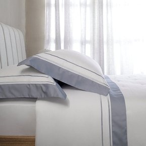 Jogo De Cama Queen Saville 400 Fios Buddemeyer Luxus Branco/Azul 2,60 x 2,90 m