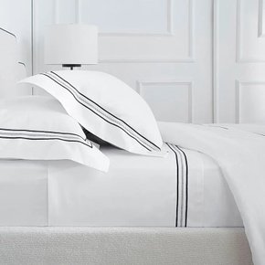 Jogo De Cama Queen Trento 800 Fios Buddemeyer Luxus Branco/Borda Azul 2,60 x 2,90 m